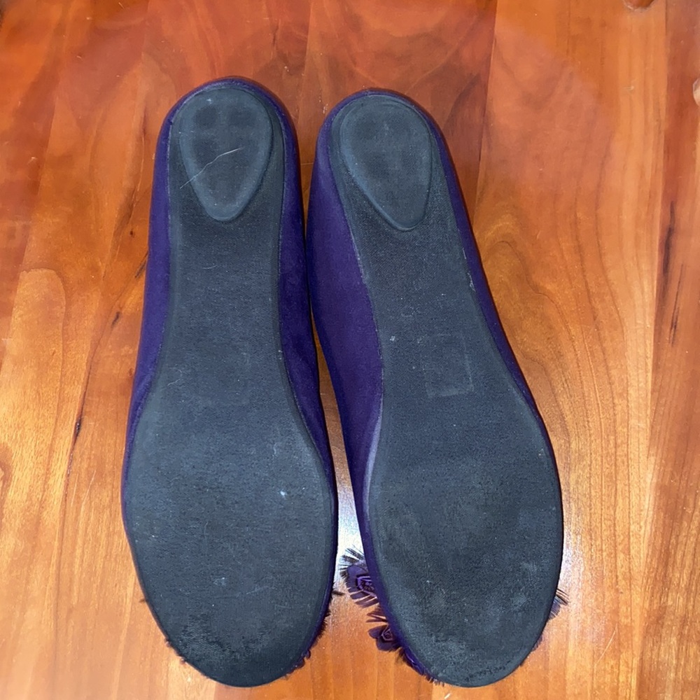 Aldo Ballet Flats Shoe Cunningham Purple Rhinestones Gem Feathers Faux Suede 8 - Picture 7 of 8